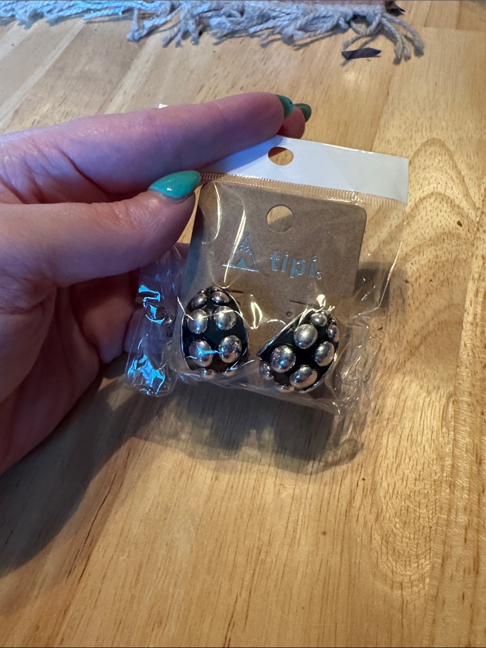 Tipi Silver-Tone Bubble Drop Earrings - Black & Silver - HALF HOOP -